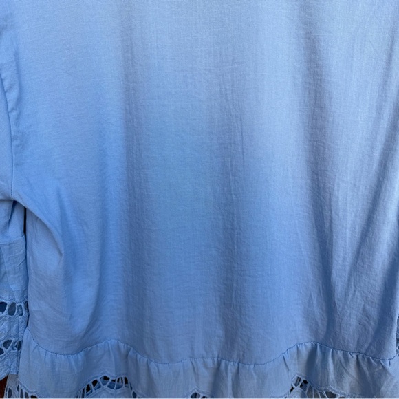 **NWOT** Light Blue Lace Trim Button Down 3/4 Sleeve Women's Top Size Small - Picture 12 of 16